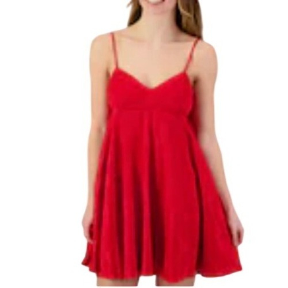 Charmed‎ Hearts Red Floral Satin Jacquard Mini Dress Oversized Back Bow S NEW